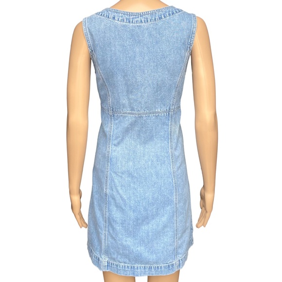 Vintage 90s GAP Denim Button Front Dress Cotton A-Line - Picture 3 of 7